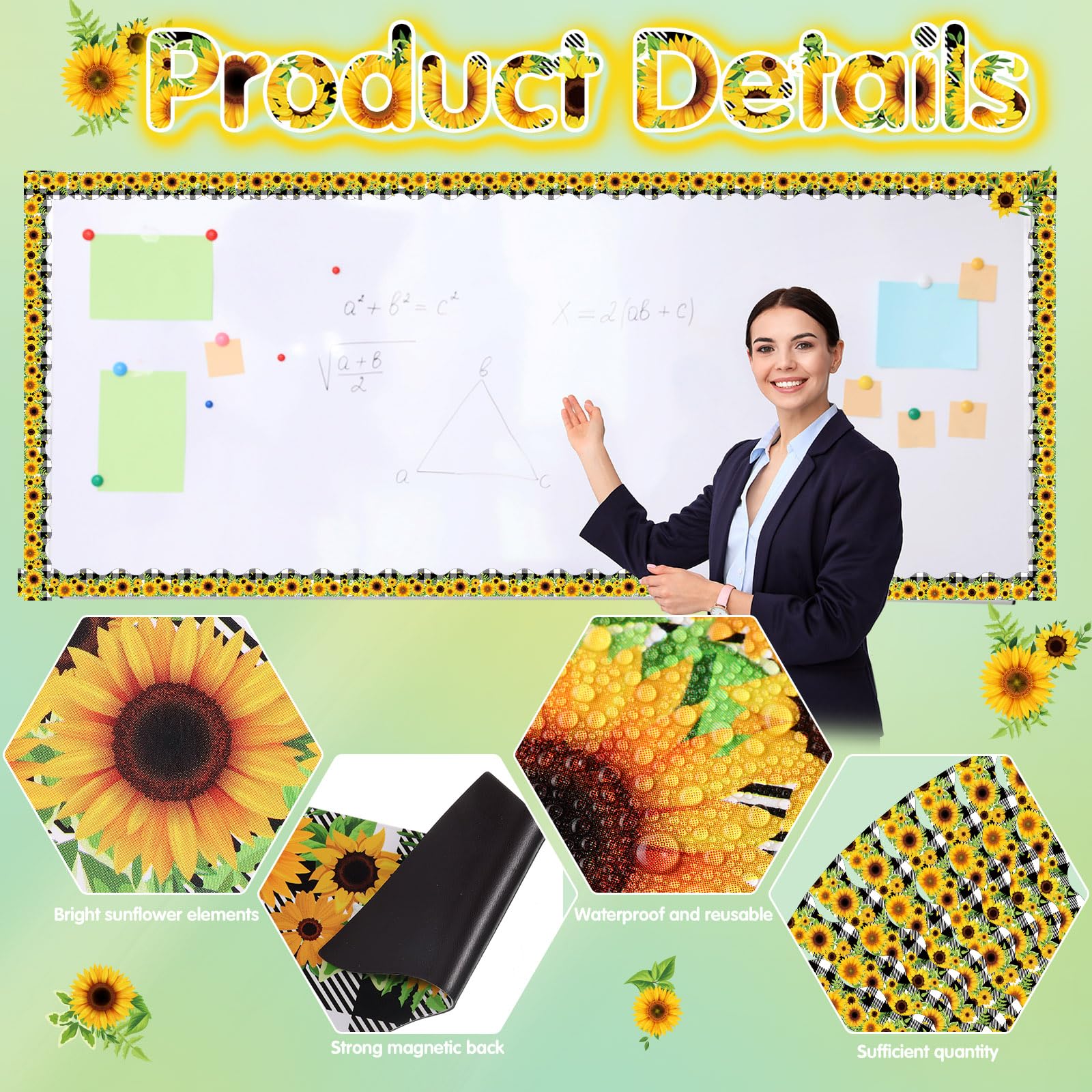 Amazon | Capoda 12個 磁気ボーダー 夏 ひまわり 掲示板